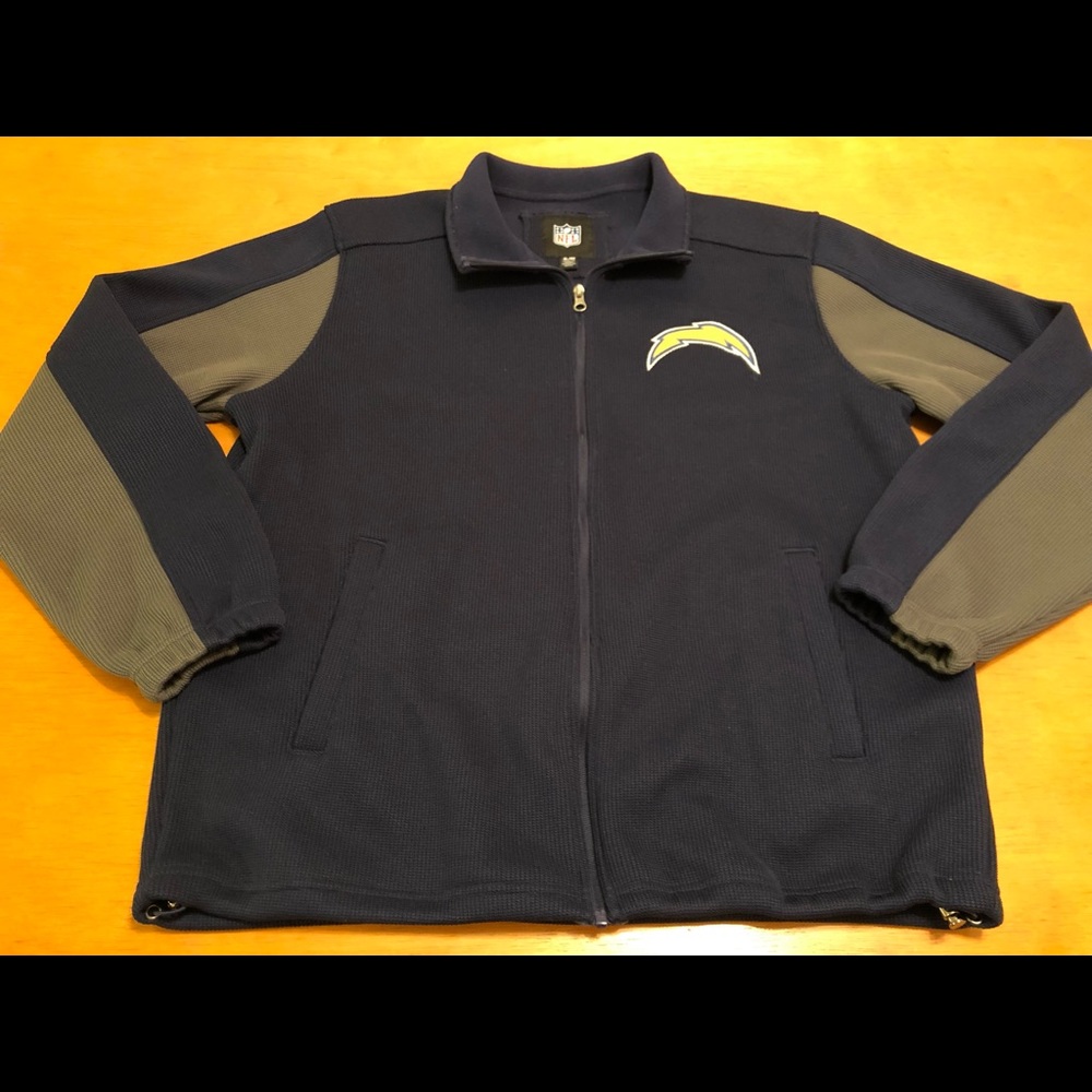NFL LA CHARGERS KNIT Zip SWEATER BLUE GREY SIZE Xl